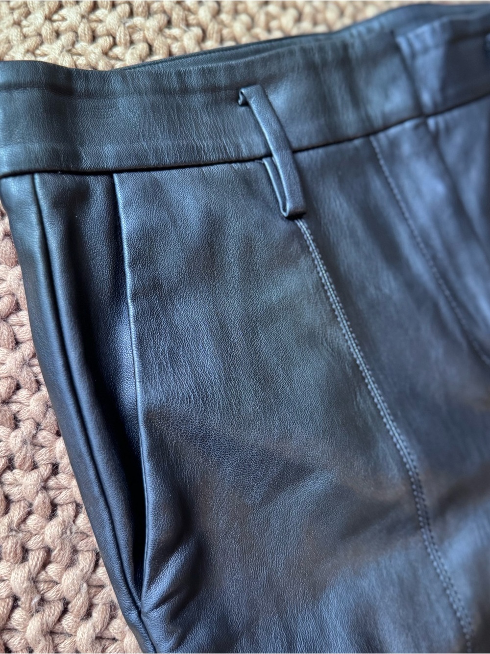 Ann Taylor Petite Faux Leather Pants 4P Black Straight Leg High Rise Career Chic - Picture 4 of 12